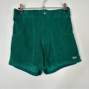 Hammies corduroy mom shorts wide-waled emerald green 70s 80s surf boho festival